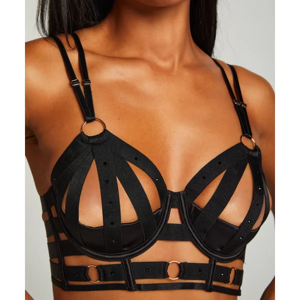 Soutien-gorge à armatures préformé longline Athena - Noir