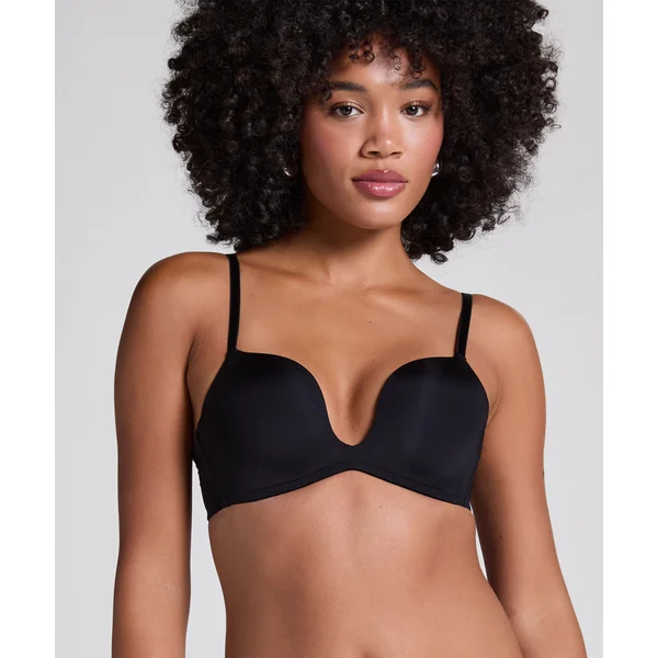 Soutien-gorge à armatures préformé push-up Deep-V - Noir
