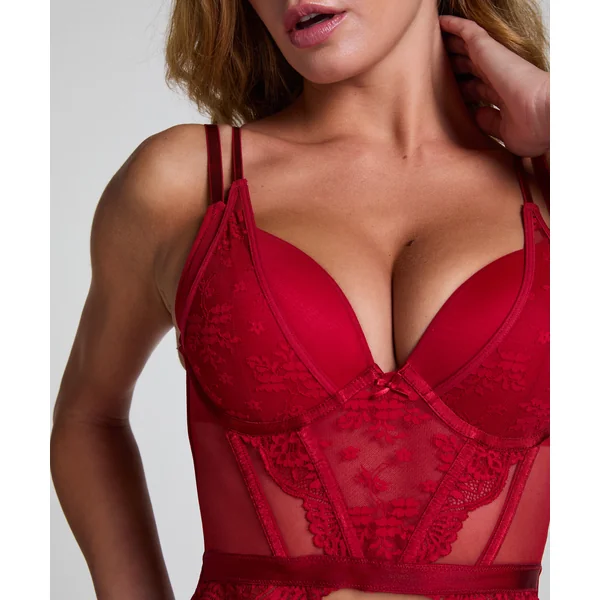Soutien-gorge à armatures préformé push-up et longline Coco - Rouge