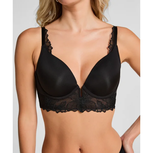 Soutien-gorge à armatures préformé push-up et longline Jemima - Noir