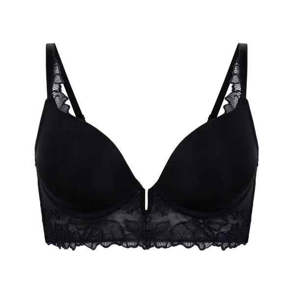 Soutien-gorge à armatures préformé push-up et longline Jemima - Noir