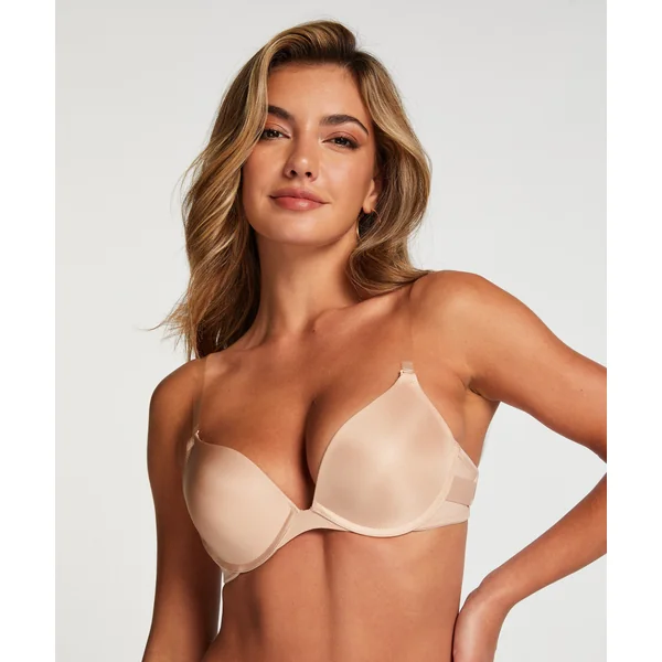 Soutien-gorge à armatures préformé push-up sans bretelles Transparent Back - Beige