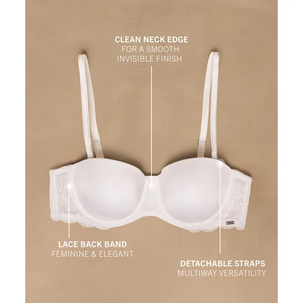 Soutien-gorge à armatures préformé sans bretelles Angie - Blanc