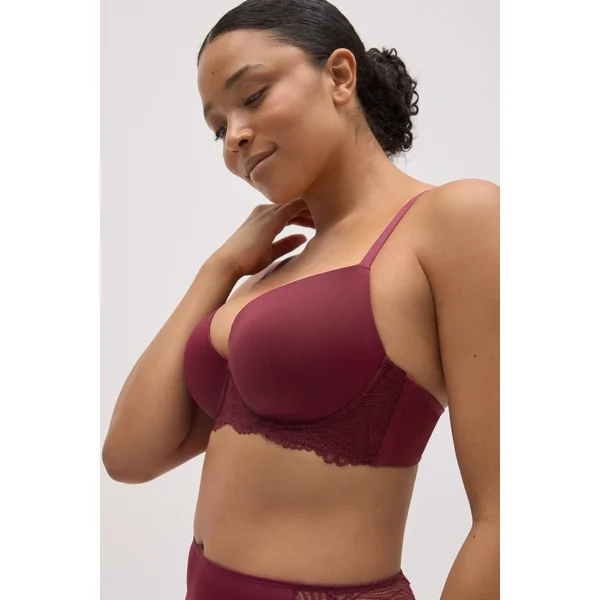 Soutien-gorge à armatures rembourré en dentelle grenat, bonnets B et C