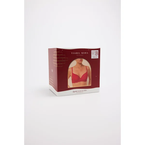 Soutien-gorge à armatures rembourré en dentelle rouge