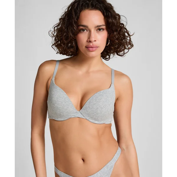 Soutien-gorge à armatures rembourré push-up en coton - Gris