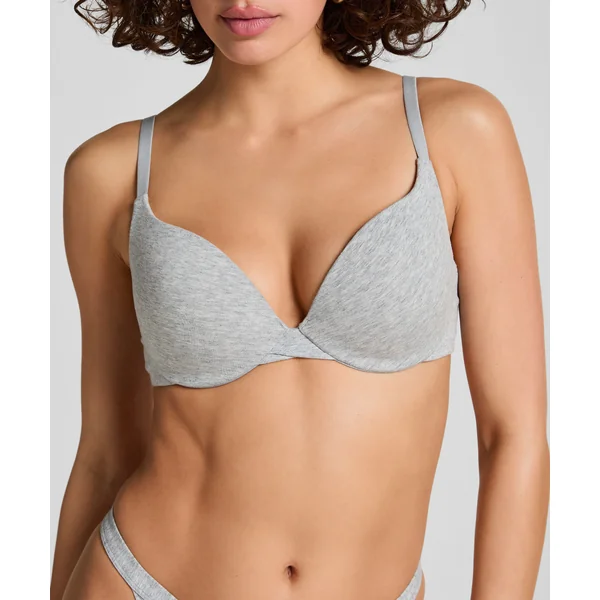 Soutien-gorge à armatures rembourré push-up en coton - Gris
