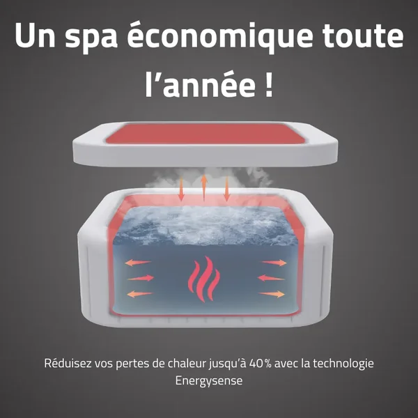 Spa gonflable carré Lay-Z-Spa Cabo Smart HydroJet EnergySense avec WiFi 4-6 personnes