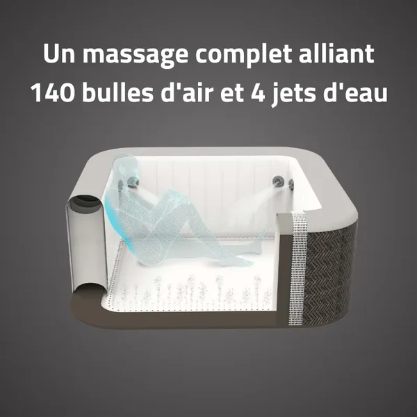Spa gonflable carré Lay-Z-Spa Cabo Smart HydroJet EnergySense avec WiFi 4-6 personnes