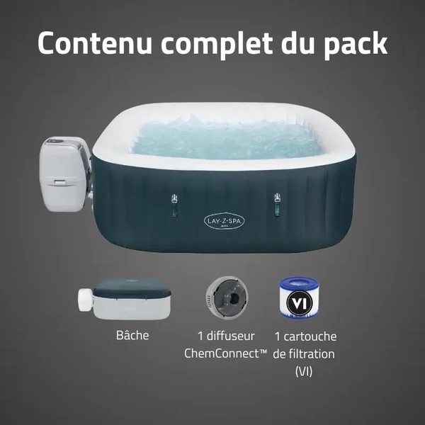 Spa gonflable carré Lay-Z-Spa Ibiza AirJet EnergySense 4-6 personnes