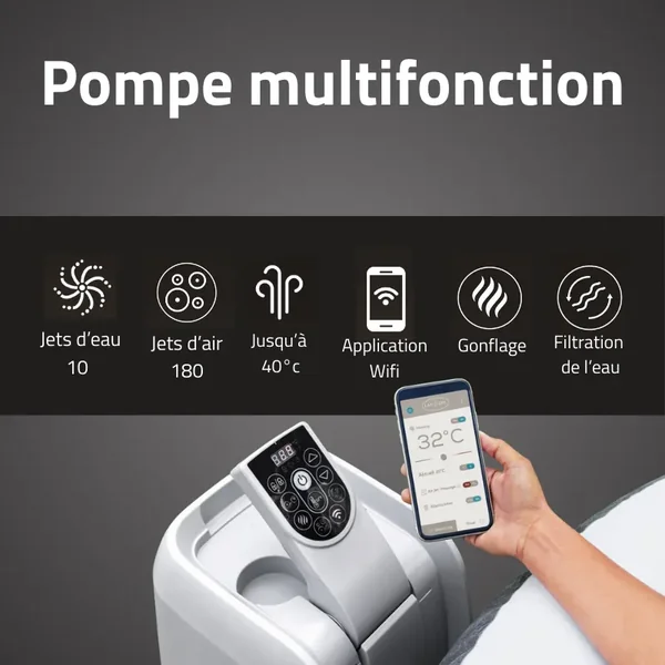 Spa gonflable carré Lay-Z-Spa San Francisco HydroJet Pro avec WiFi 5-7 personnes