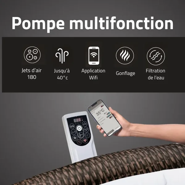 Spa gonflable rond Lay-Z-Spa Bali Smart AirJet EnergySense avec WiFi 5-7 personnes
