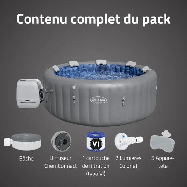 Spa gonflable rond Lay-Z-Spa Santorini HydroJet Pro 5-7 personnes