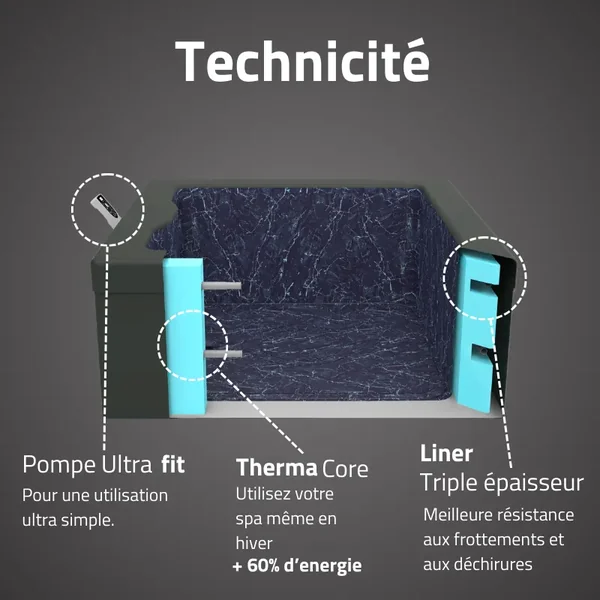 Spa semi rigide carré Lay-Z-Spa Stockholm Smart AirJet avec WiFi 4-6 personnes