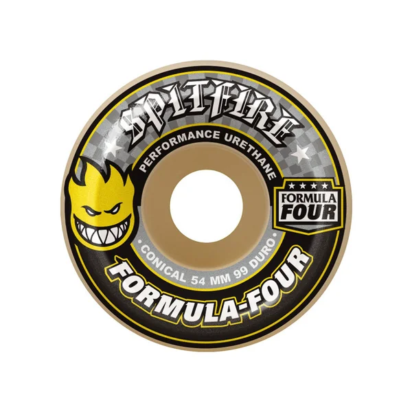 SPITFIRE WHEELS (JEU DE 4) 54MM F4 99D CONICAL YELLOW PRINT