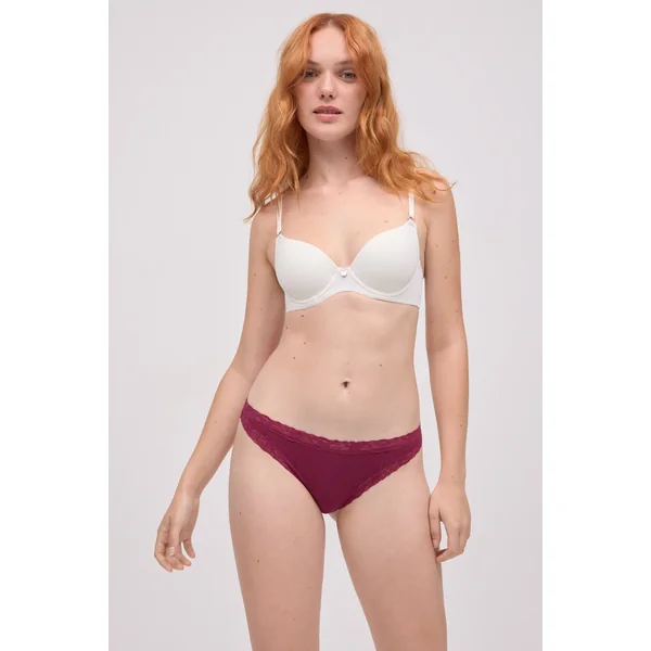 String en coton avec détails en dentelle grenat