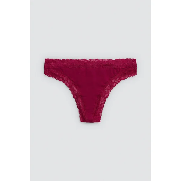 String en coton avec détails en dentelle grenat