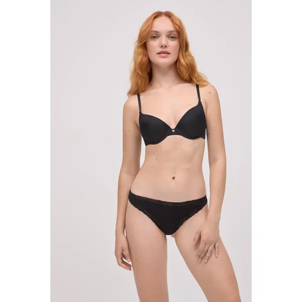 String en coton avec détails en dentelle noire