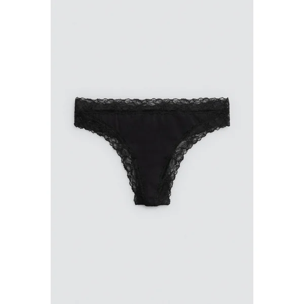 String en coton avec détails en dentelle noire