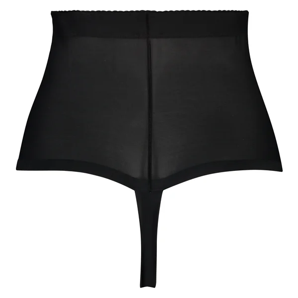 String taille haute avec gaine sculptante en dentelle festonnée - Level 3 - Noir