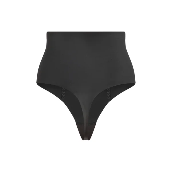 String taille haute avec gaine sculptante en dentelle scuba - Noir