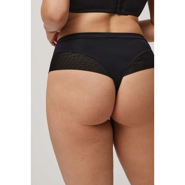 String taille haute en microfibre noir