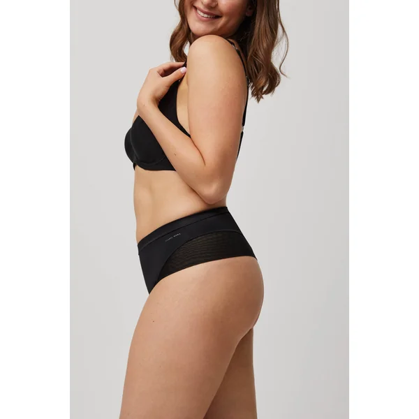String taille haute en microfibre noir