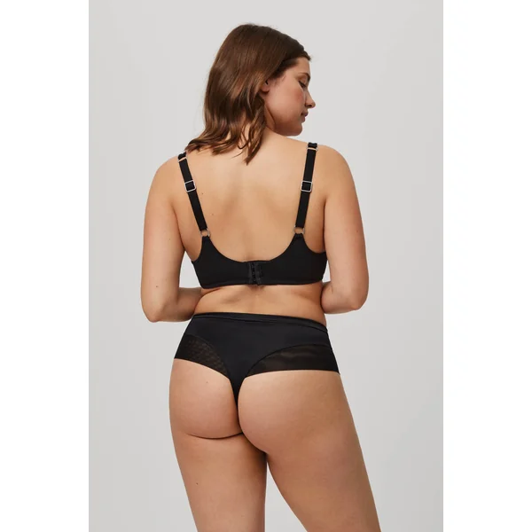 String taille haute en microfibre noir