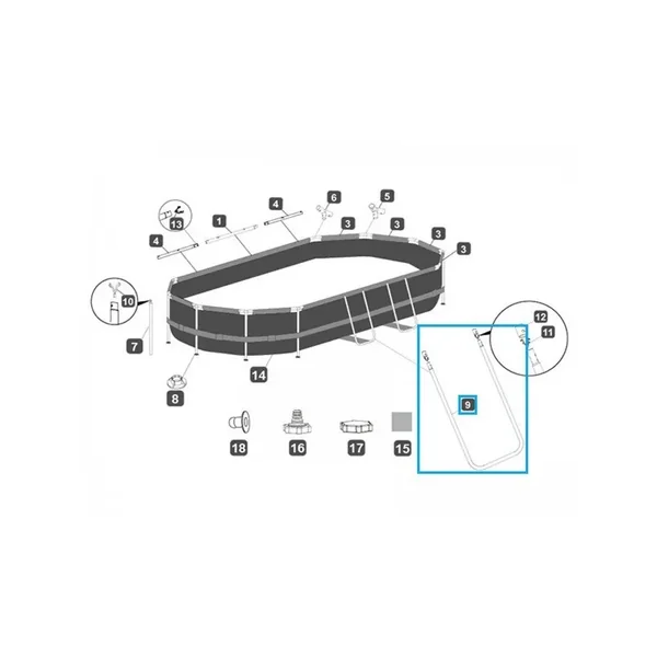 Support en U pour piscines Power Steel ovale - 427 x 250 x 100 cm