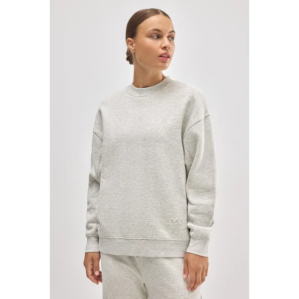 Sweat-shirt à col rond avec intérieur en polaire grise