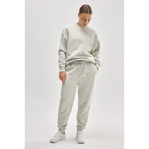 Sweat-shirt à col rond avec intérieur en polaire grise
