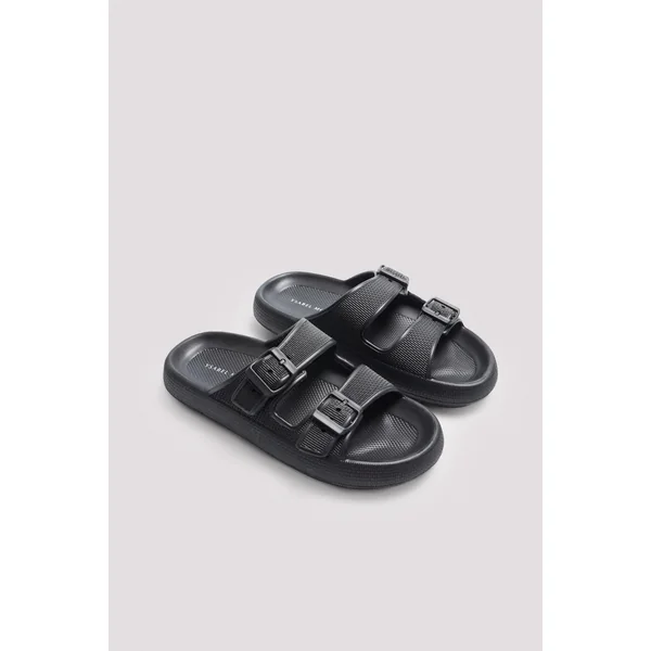Tongs de plage avec boucles antidérapantes confort supplémentaire noir