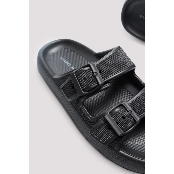Tongs de plage avec boucles antidérapantes confort supplémentaire noir