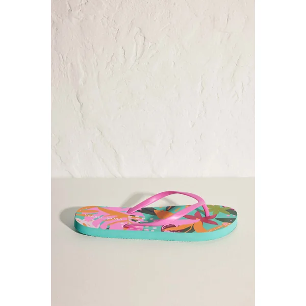 Tongs de plage plates à imprimé tropical pour femmes