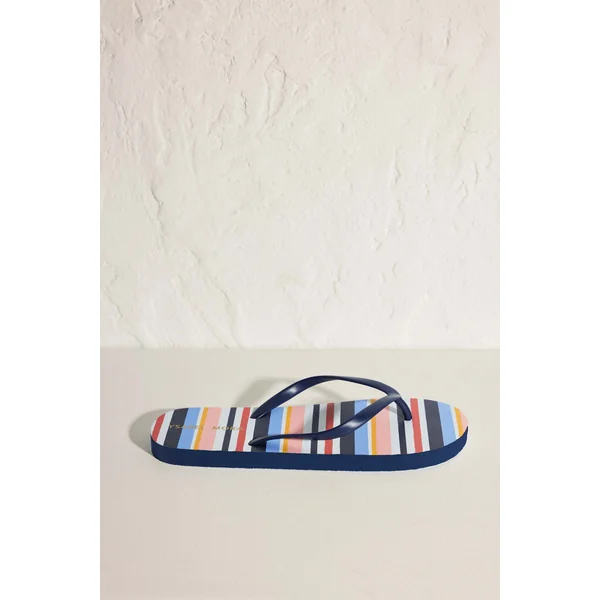 Tongs de plage plates à rayures multicolores pour femmes