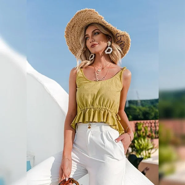 Top Bohème Jaune Volant