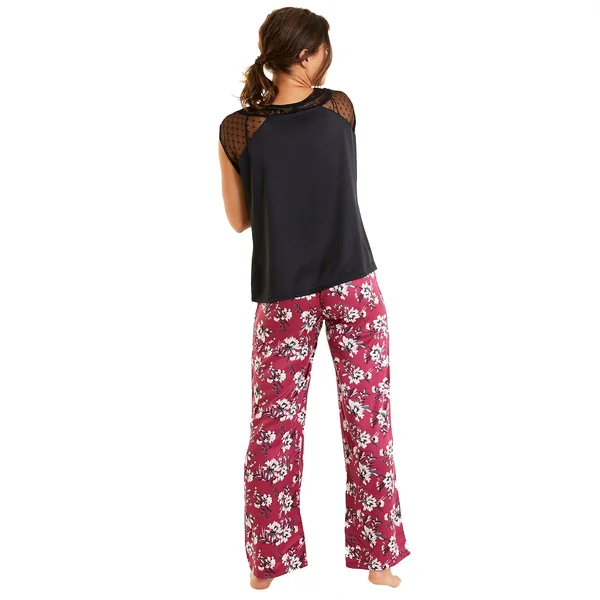 Top de pyjama noir Pivoine