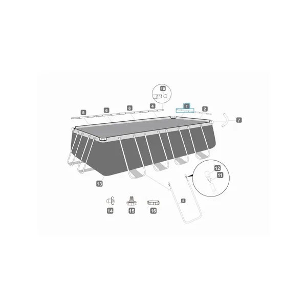 Top rail "A" pour piscines Power Steel - 488 x 244 x 122 cm