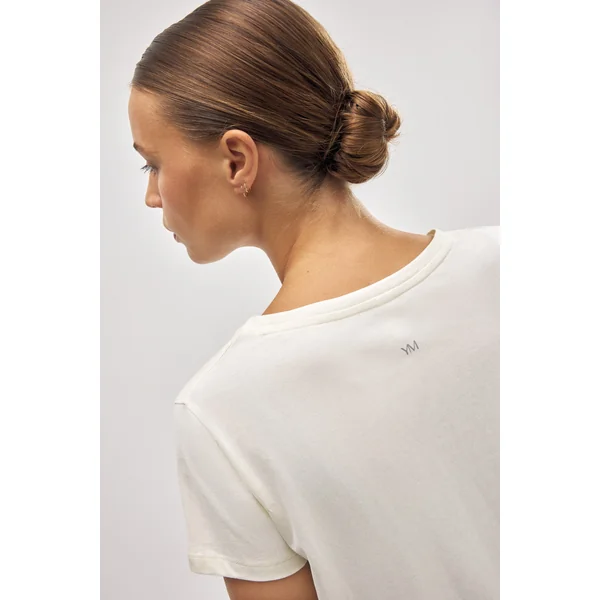 T-shirt basique en coton de style sportif ivoire