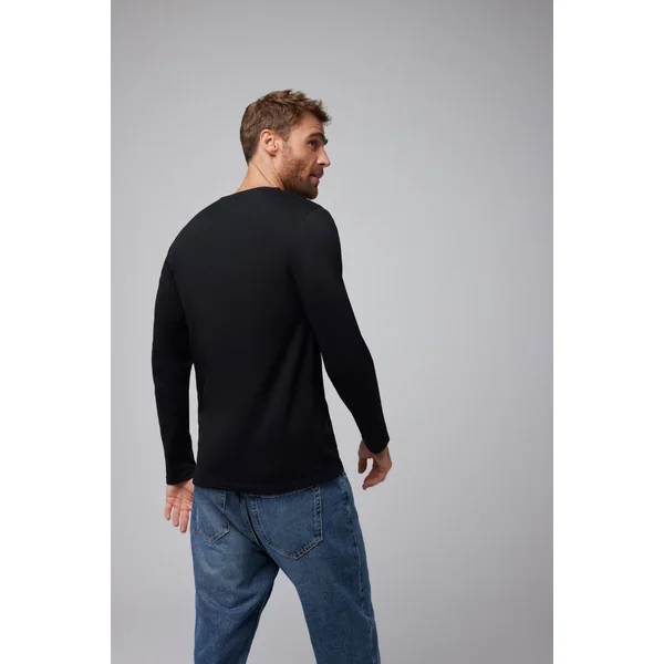 T-shirt chaud en coton noir à manches longues