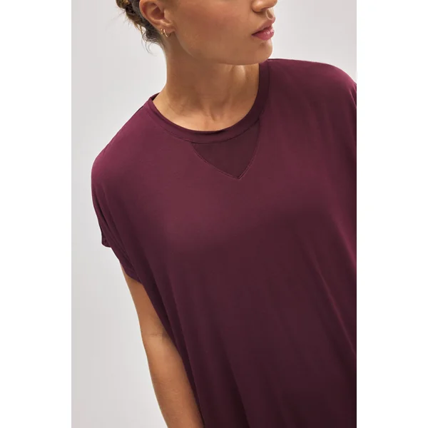 T-shirt de sport à manches courtes bordeaux
