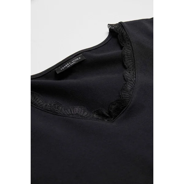 T-shirt lingerie noir à manches longues