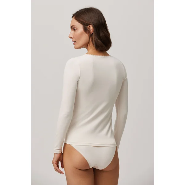 T-shirt manches longues avec décolleté plumeti