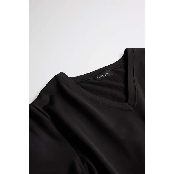 T-shirt sous-vêtement thermique noir à manches courtes et col en V