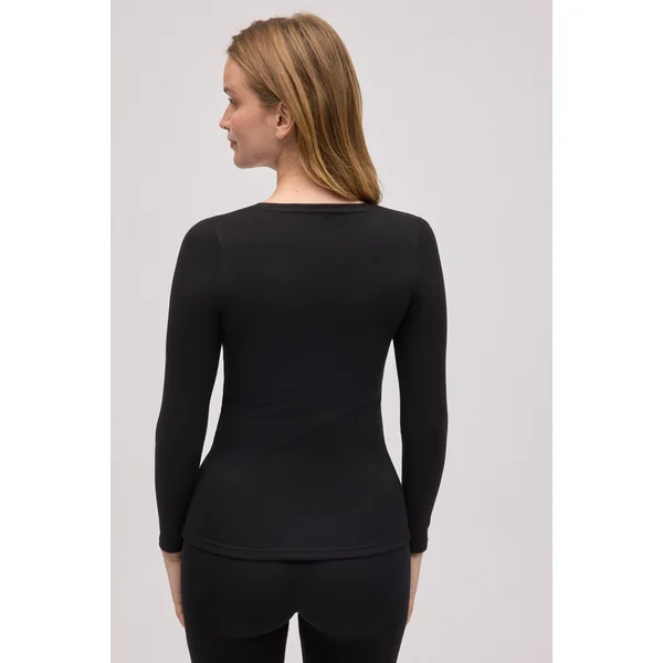 T-shirt thermique col rond extra chaud noir