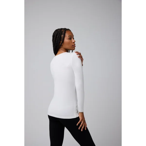 T-shirt thermique manches longues en plumeti ivoire