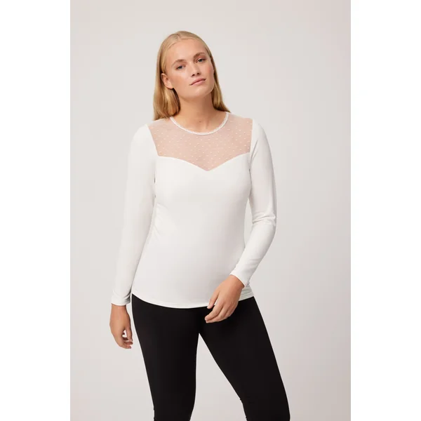 T-shirt thermique manches longues en plumeti ivoire
