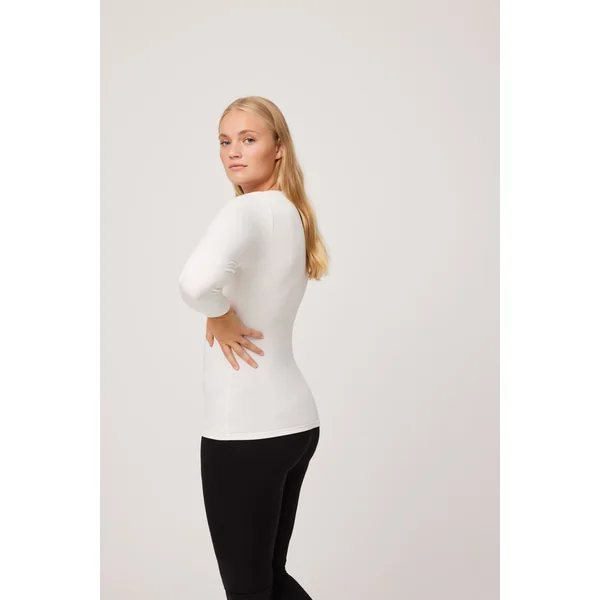 T-shirt thermique manches longues en plumeti ivoire