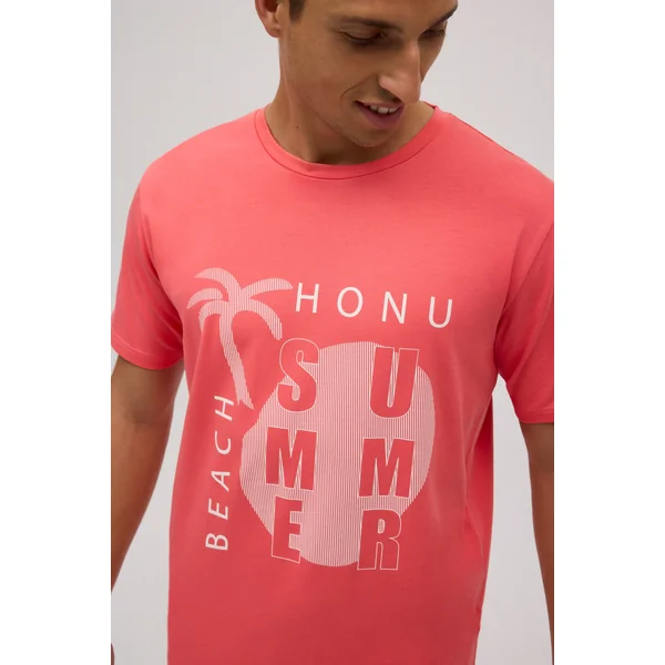 T-shirt à manches courtes imprimé corail d'été