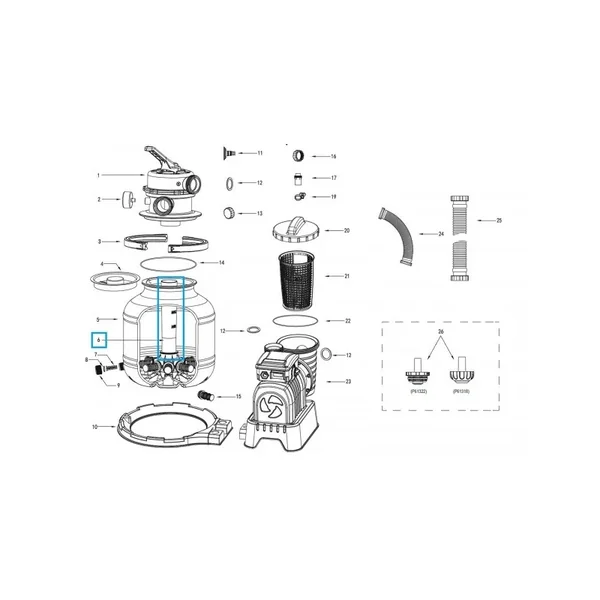 Tuyau central pour filtre à sable Flowclear 3 785 / 5 678 l/h - 1000/1500Gal